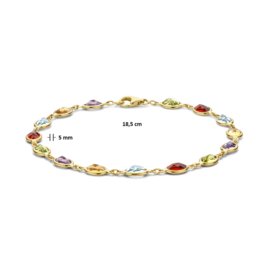 Gouden armband  met edelstenen 18,5 cm.