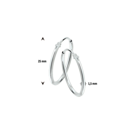 zilveren oorring  dikte 1,5 mm.