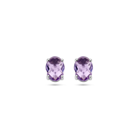 Zilveren oorbellen met Amethyst