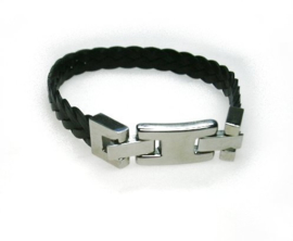 gevlochten zwart leren armband