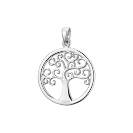 Gerhodineerd zilveren hanger met een levensboom.