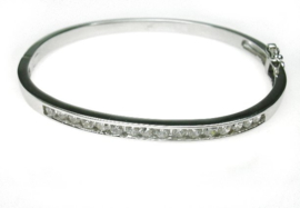 zilveren slavenarmband met echte cubic zirconia