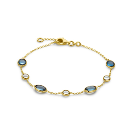 14K Geelgouden Armband met London Blue en Blauw Topaas