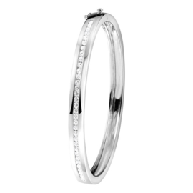 Zilveren Bangle met zirconia