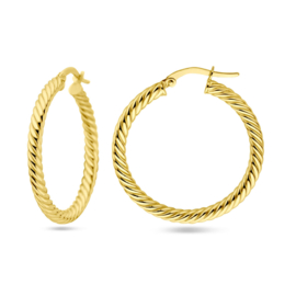 14k Geelgouden Oorringen – Gedraaide Buis, 3mm.
