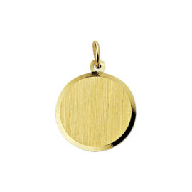 Gouden graveer hanger rond 16millimeter