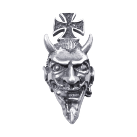 Zilveren hanger duivel met malthezer kruis