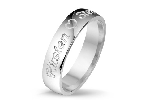 Afbreken Alert Bediening mogelijk Zilveren relatiering met namen naam | zilveren ringen | Goudsite