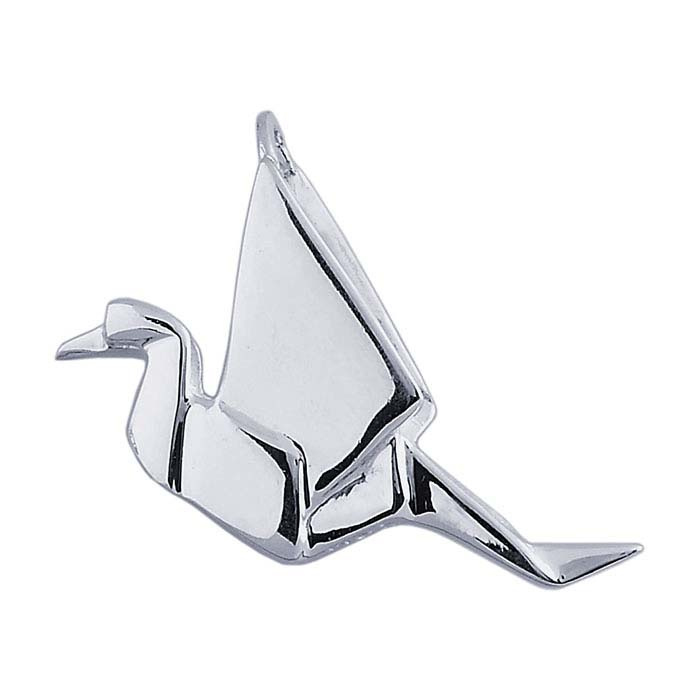 Zilveren origami kraanvogel hanger