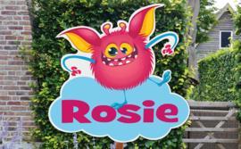 Geboortebord Rosie  -  grappig monstertje op wolk