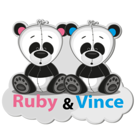 Geboortebord Ruby & Vince - tweeling jongen meisje pandabeertje