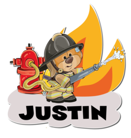 Geboortebord Justin  -  Brandweerman beertje brandweerspuit