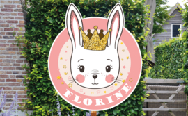 Geboortebord Florine - haasje konijntje kroontje prinses