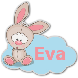 Geboortebord Eva  -  konijntje op wolk
