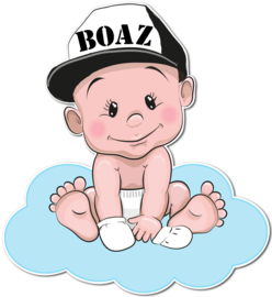 Geboortebord Boaz - stoere baby jongen met pet op wolk