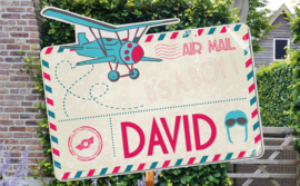 Geboortebord David  -  briefkaart ansichtkaart airmail
