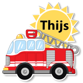 Geboortebord Thijs - brandweerwagen