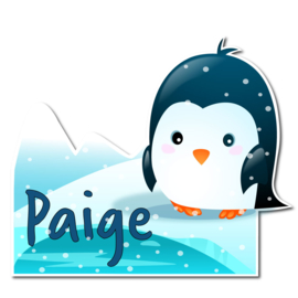 Geboortebord Paige - pinguin met ijsberg sneeuw