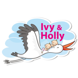 Geboortebord Ivy & Holly - tweeling meisjes ooievaar