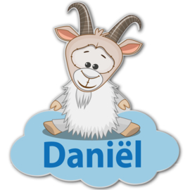 Geboortebord Daniël  -  bokje geitje wolk