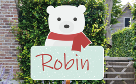 Geboortebord Robin - ijsbeer winter kerst