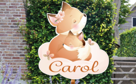 Geboortebord Carol - vos met baby vosje op wolk