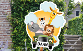 Geboortebord Daan - dieren auto safari