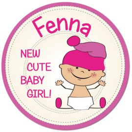 Geboortebord Fenna  -  baby met mutsje