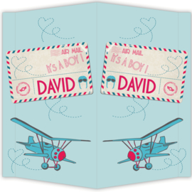 Raambord David - geboortebord raam vliegtuig luchtpost airmail briefkaart