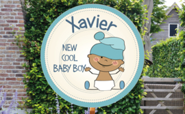 Geboortebord Xavier  -  baby luier muts
