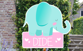 Geboortebord Dide - olifantje met naam