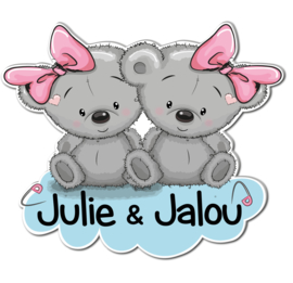 Geboortebord Julie & Jalou - beertjes met strikjes
