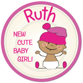 Geboortebord Ruth  -  baby met mutsje