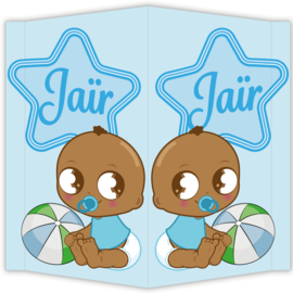 Raambord Jaïr - geboortebord raam ster bal babyblauw