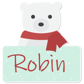 Geboortebord Robin - ijsbeer winter kerst