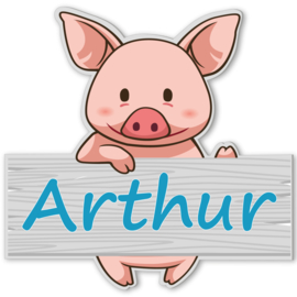 Geboortebord Arthur - varkentje houten hek