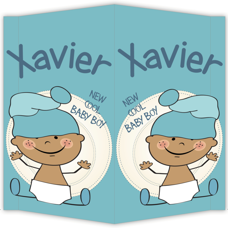 Raambord Xavier - geboortebord raam baby muts