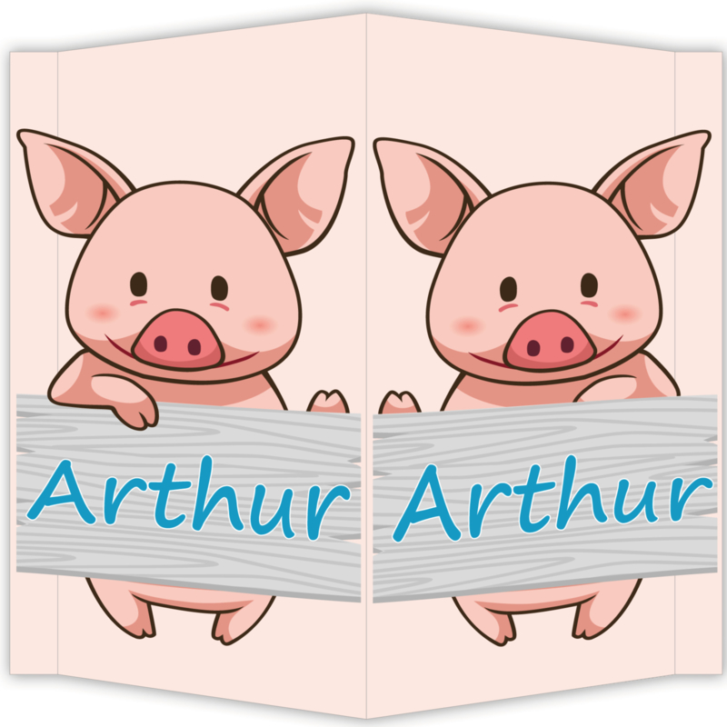 Raambord Arthur - geboortebord raam varkentje boerderij steigerhout plank