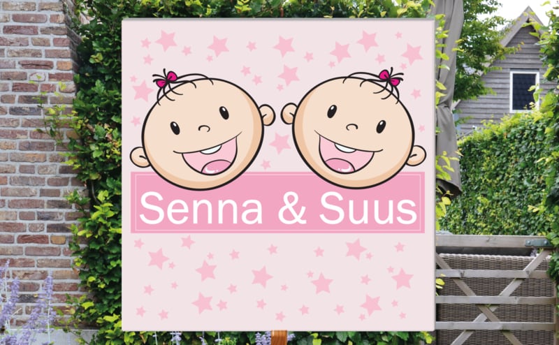 Geboortebord Senna & Suus - tweeling meisjes