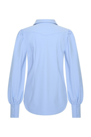 Mi Piace MP202037 Travelstof blouse met pofmouwen - Lavendel blauw