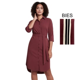 Mi Piace MP202665 | travelstof jurk met bies & band - Burgundy