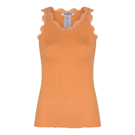 Soulmate Silky top | Basiscollectie | Orange top met kant