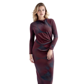 Mi Piace MP202652CIPT | travelstof jurk met circle print - Burgundy