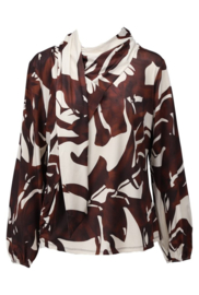 K-design B133 P018 Travelstof blouson top met vaste sjaal | FW2025-2026