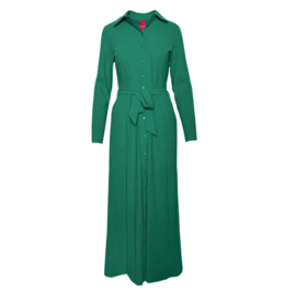 Only-M travelstof maxi jurk 064A met ceintuur Verde Italia