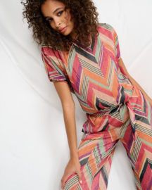 K-design A253 P975 jumpsuit met zigzag print en riem