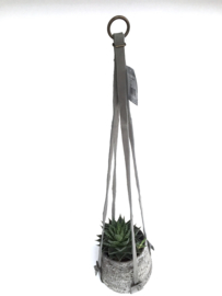 Lime-Light Plantenhanger suede leer grijs 80-90 cm