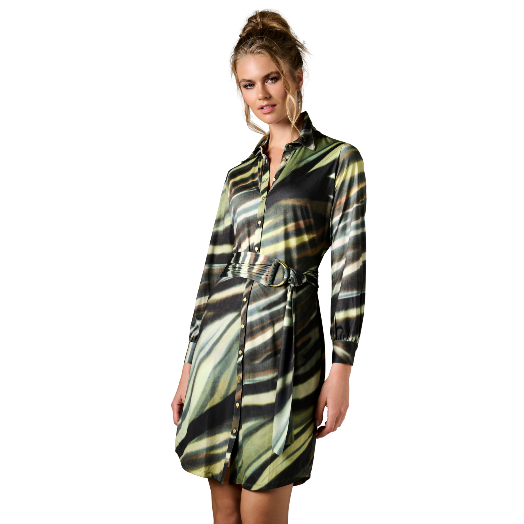 *PRE-ORDER* K-design B131 P005 Travelstof jurk met riem | FW2025-2026