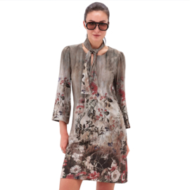 You're My Lobster by K-Design D214L P168 Travelstof jurk met Afneembare Striksjaal en Bloemenprint