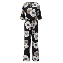 K-design A107 P908 travelstof jumpsuit met bloemen print